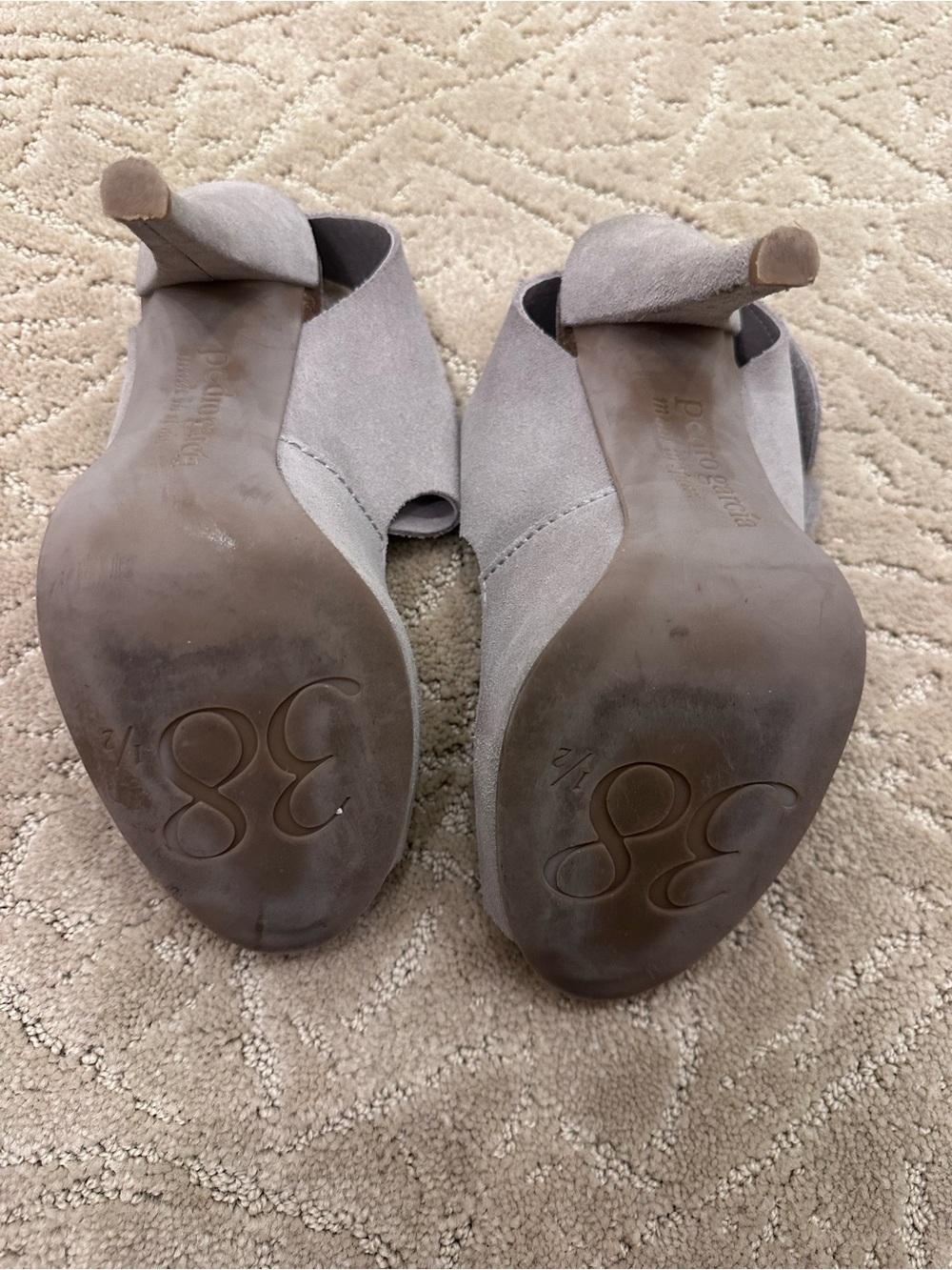 Pedro Garcia Taupe Suede Peep-Toe Heels with Ankle Strap - Picture 6 of 6